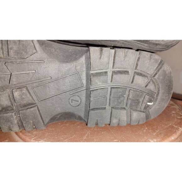 Womens sz 7 Black Faux Fur Lined Winter Duck Boots Side Zip Snow Rain leather - Picture 8 of 10